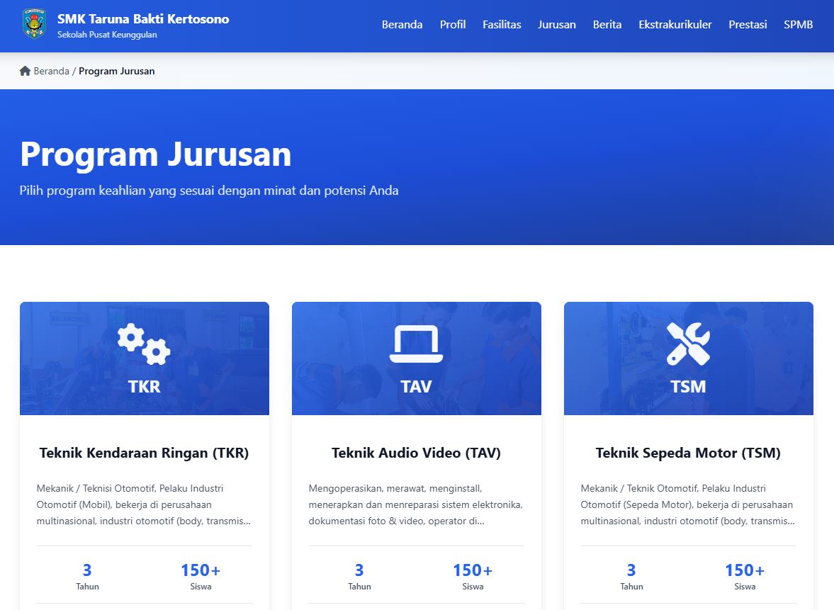 Website Profil SMK dengan Admin Panel Filament